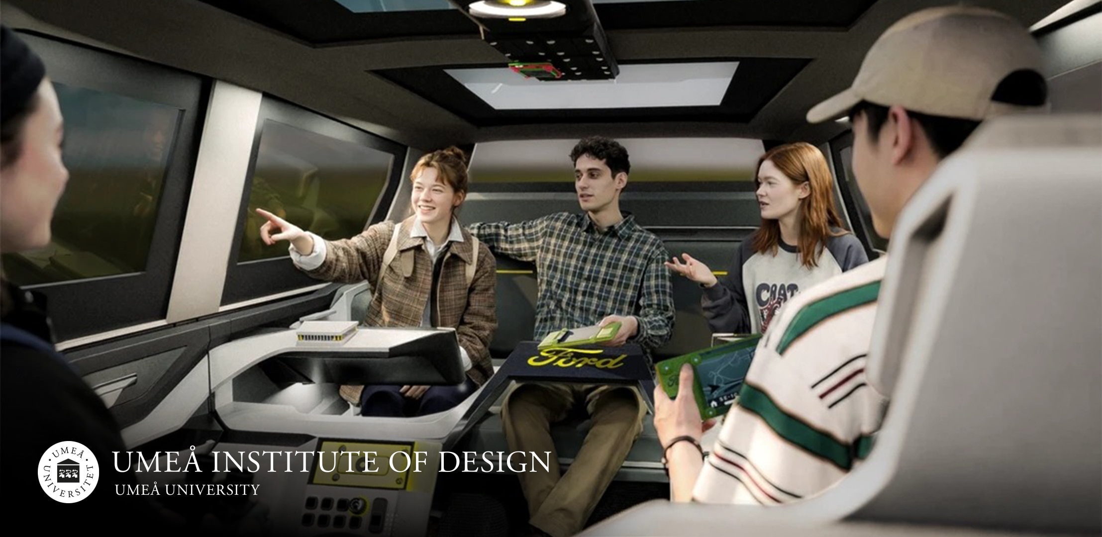 Through workshops and prototyping, the team investigated how to reduce hierarchy and foster purposeful interaction among all passengers. The result is an interior concept where seats are reoriented for togetherness, tasks are modular and passable, and interfaces are visually clarified between software and hardware